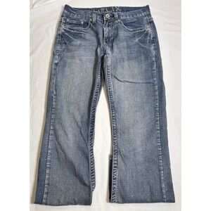 Helix Bootcut‎ Jeans Womens 29x30 Blue Denim Embellished Cross Back Pockets Y2K